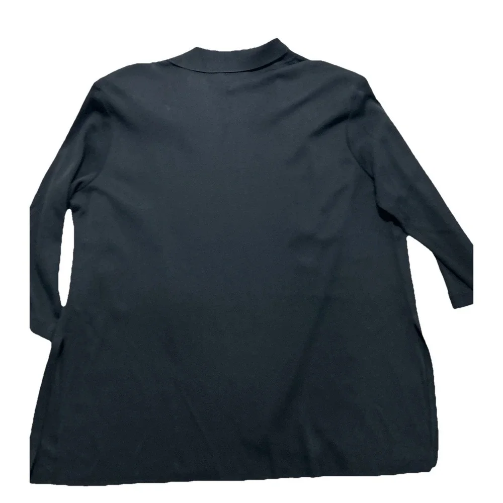 EXCLUSIVELY MISOOK Women's 3X Black Open Front Collared Jacket Cardigan